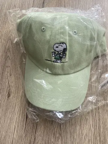 스타벅스 스누피 자수 야구 모자 라이트 그린