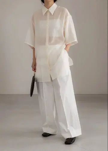 digne 2025 오버 사이즈 반팔 셔츠 ivory