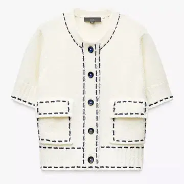 ZARA 스티치 숏 슬리브 니트 자켓