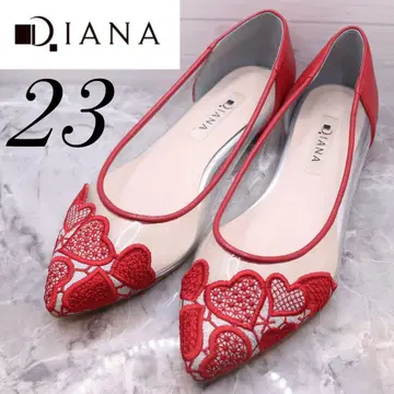 DIANA 다이애나 하트 자수 튤 플랫슈즈 빨간색 23 펌프스
