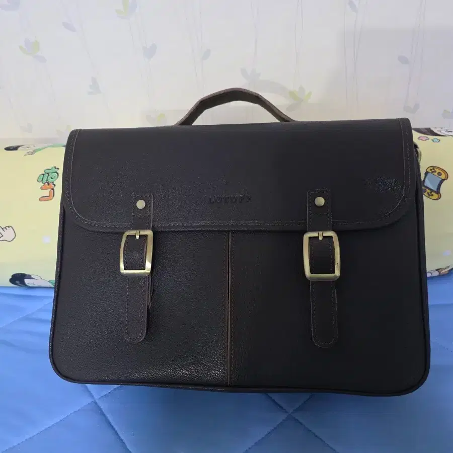 Lotuff Canvas Briefcases Leather Knapsack Handmade Leather Bag