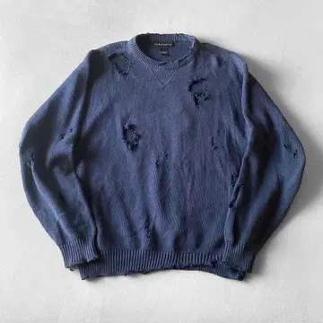 90s croft&barrow 페이드 데미지 가공 코튼 니트 스웨터