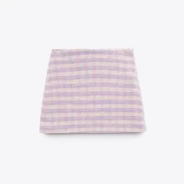 ZARA 퍼플 계열 체크 미니 스커트 트위드