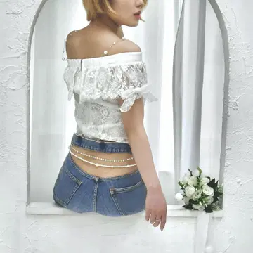 주얼 컷 하이웨스트 데님