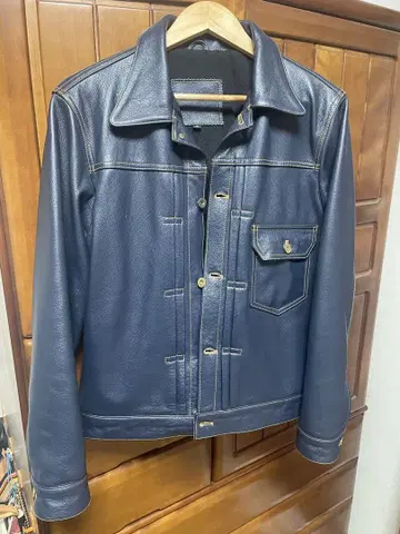 테트 옴(TETE HOMME) 네이비 가죽 자켓 M사이즈