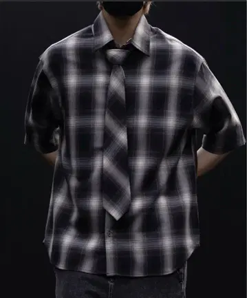 [ CLEL ] Loose Herringbone Check Shirt