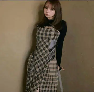 ANDMARY Nadia check long dress Beige