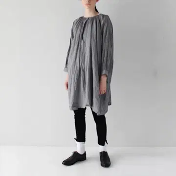 veriteceur 화이트 코튼 스키퍼 개더 롱 튜닉
