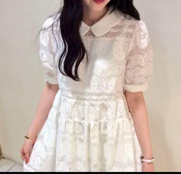 핑크하우스 첼시 레이스 원피스 하트 레이스 오팔 가공 원피스