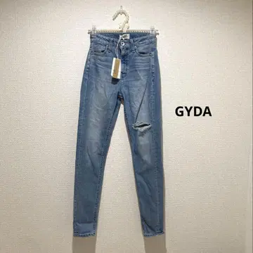 미사용 새상품 GYDA 데님 스키니 팬츠 데미지