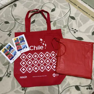 오사카 간사이 엑스포 칠레 파빌리온 토트백 레인판초 스티커 씰