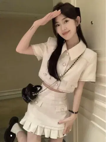 화이트 트위드 셋업