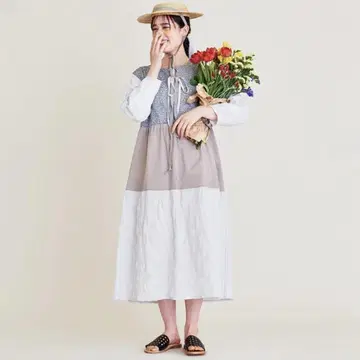 [새상품급] 샹블드샤름 원피스 꽃무늬 티어드 롱 레어