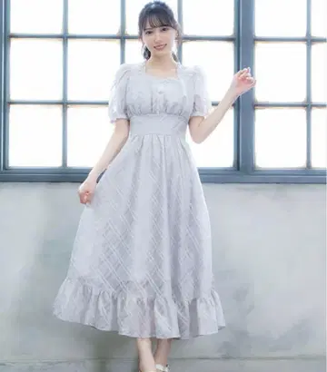 evelyn 시어 체크 코르셋 원피스