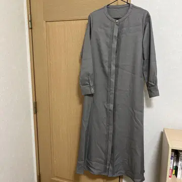 그레이 긴팔 롱 원피스