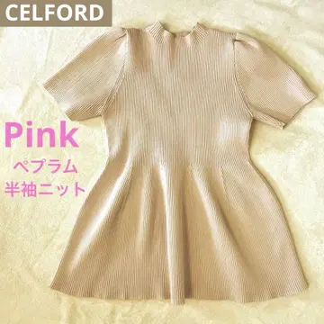 CELFORD 셀포드 하프 슬리브 페플럼 니트 핑크 38