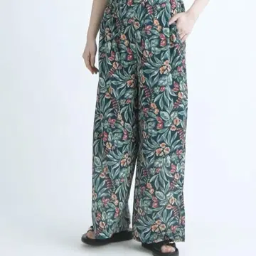 완판템! LEPSIM 꽃무늬 양류 이지 와이드 팬츠 그린
