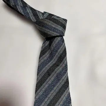 dunhill 다크 블루 그레이 스트라이프 넥타이