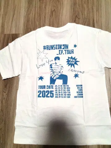 #RUNSEOKJIN_EP_TOUR 화이트 T셔츠 2025년 투어