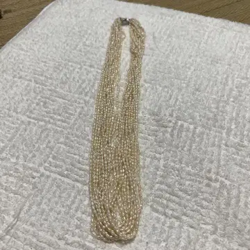 담수 펄 다층 목걸이 크림색
