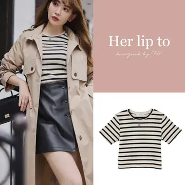 herlipto Trois Logo Ribbed Tee M 사이즈