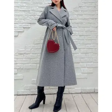 rienda 빅 카라 롱 코트 그레이