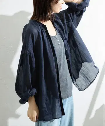 SLOBE IENA 슬로브 이에나 라미 스키퍼 셔츠 네이비