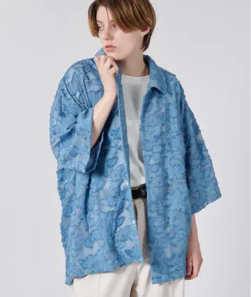 SHEERJACQUARDFLOWERSHIRT 자카드 플라워 시어 셔츠
