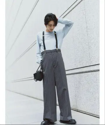 미사용 새상품 미라오웬 서스펜더 하이웨스트 팬츠
