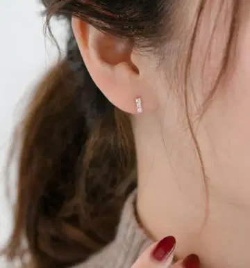 Phoebe 피비 스톤 바 귀걸이 K10 핑크 골드