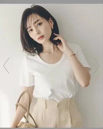 anuans 실크 터치 코튼 U넥 T