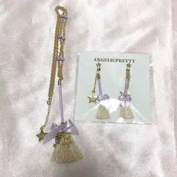 Angelic Pretty 빗자루 목걸이 귀찌 세트