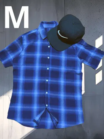 옴브레 체크 셔츠 블루 계열 M city boy 시티 보이