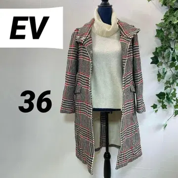 [ EV ] 체스터 코트 롱 36 체크 새상품급 캐주얼 울