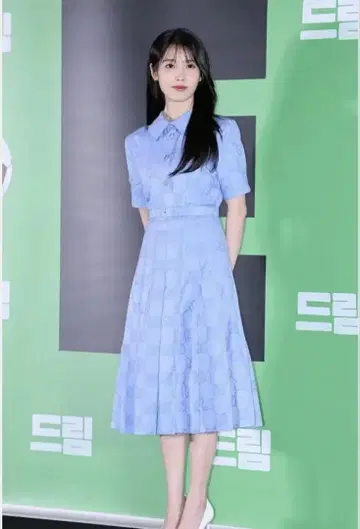 라이트 블루 반팔 롱 원피스