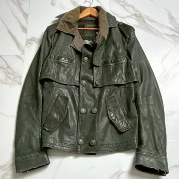 90s 00s 마리떼 프랑소와 저버 트렌치 라무 가죽 자켓 그린