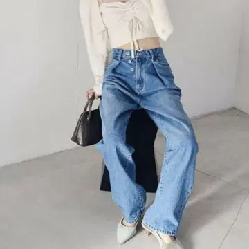 [LILYBROWN] 2way 턱 와이드 데님 팬츠 (BLU-0)