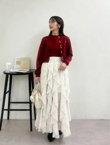 [ chico ] 벨트 부착 튤 롱 스커트