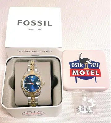 새상품급 FOSSIL 파슬 손목시계 블루 실버 골드 콤비