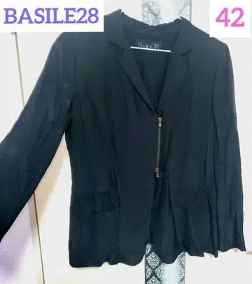 BASILE28 블랙 테일러드 자켓 프론트 지퍼