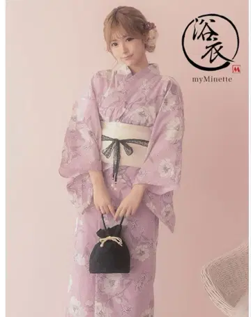 꽃무늬 유카타 오비 일본 나막신 3세트