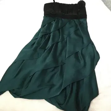 다크 그린 쉬폰 새틴 드레스 기장 100