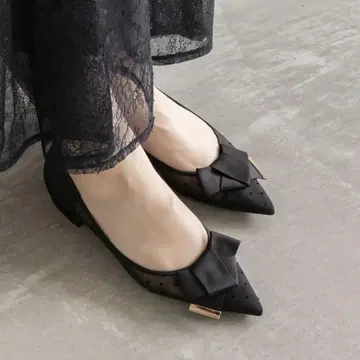 RANDA 란다 새틴 리본 시어 플랫 펌프스 리본 플랫 펌프스