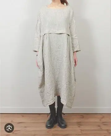 nest Robe 린넨 스트라이프 롱 셔츠 원피스