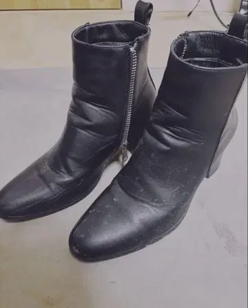 설명란 필독 힐 부츠 가로 폭 좁음 지퍼 실버