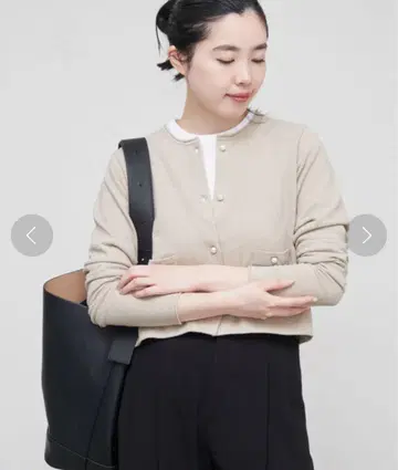 IENA 코튼 부클레 숏 가디건