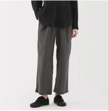 린넨 워싱 이지 와이드 팬츠 무인양품 차콜 그레이 XL