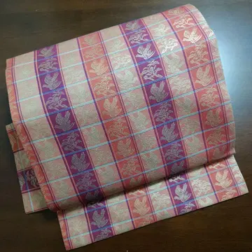 [보관품 새상품급] 니시진 비단 후쿠로 나고야 격자 봉황 패턴
