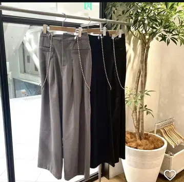 JEANASIS_ [품절 아이템] 볼 체인 서스 와이드 팬츠