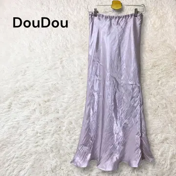 DouDou 머메이드 스커트 맥시 길이 라메 새틴 퍼플 광택 F